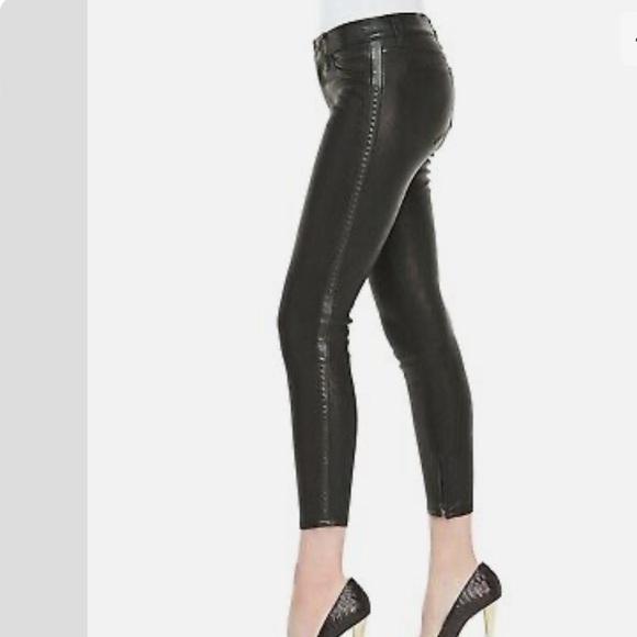 J Brand Bonded Studded Leather Pant in Noir Black - Picture 1 of 11